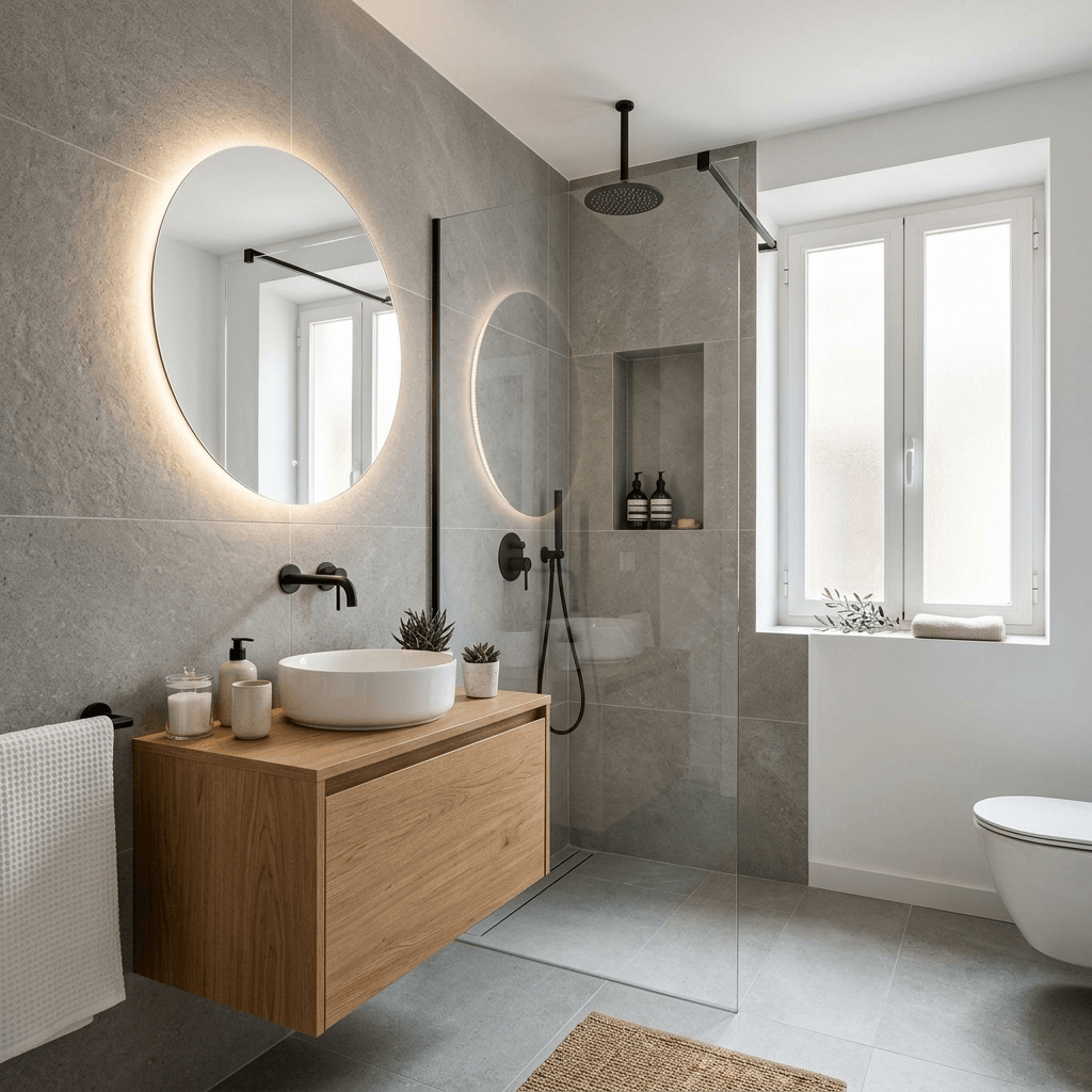 Reforma de baño moderno con plato de ducha en Valencia | Reformas Integrales Valencia