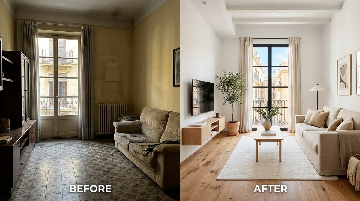 Piso para reformar en Valencia antes y después de la obra | Pisos Reformar Valencia